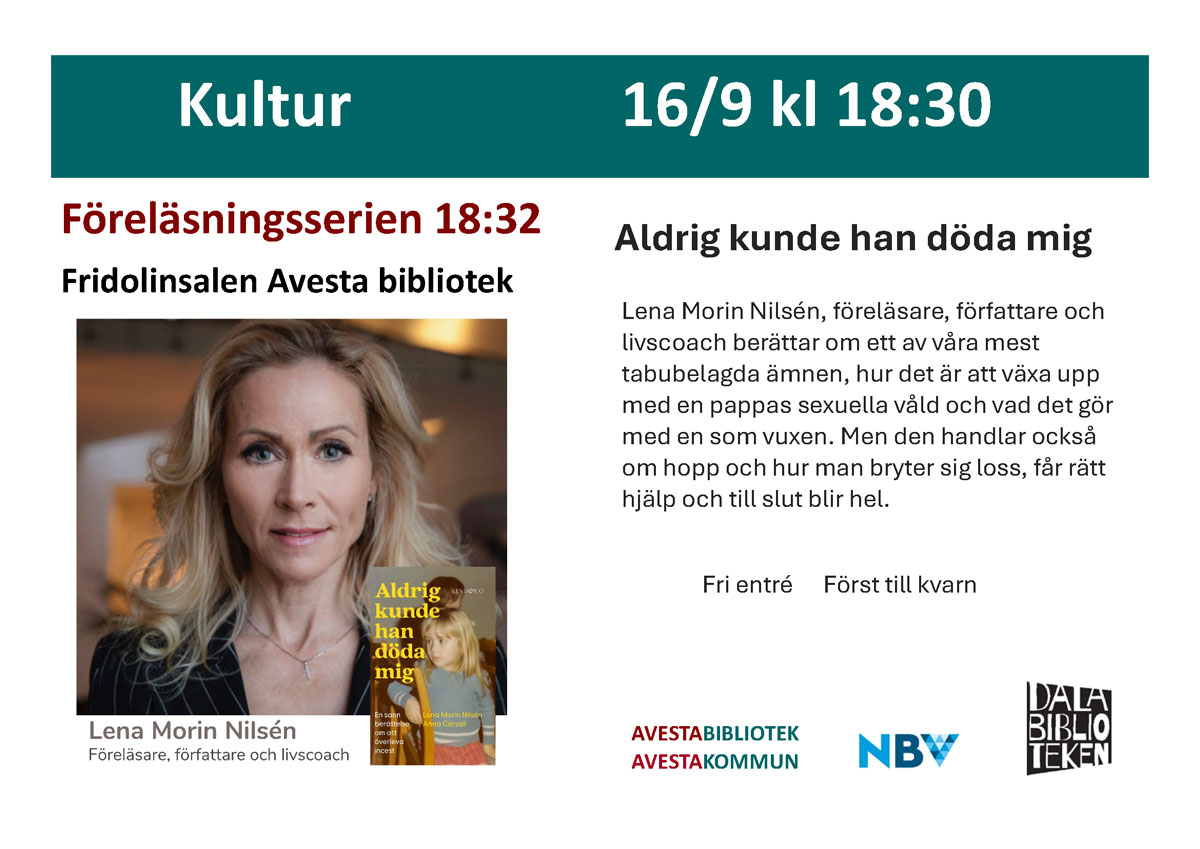 Bild för Missa inte Lena Morin Nilséns föreläsning på Avesta bibliotek